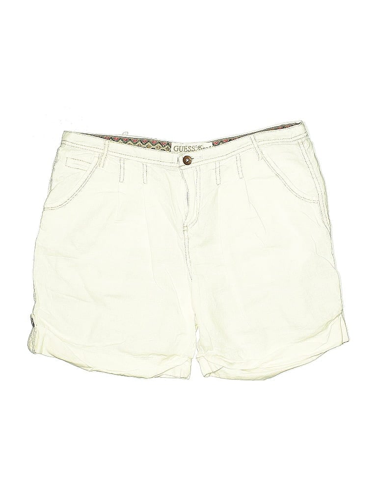 Guess Jeans 100% Linen Solid Ivory Khaki Shorts Size 29 waist - photo 1