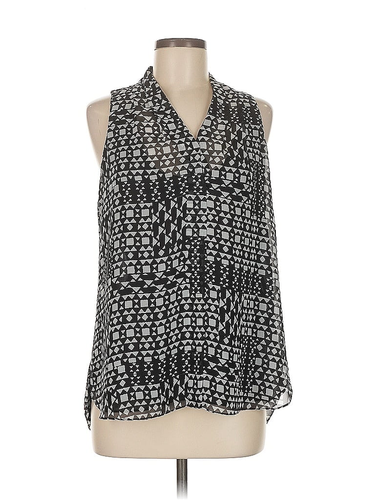 Pre-owned Vince Camuto Tank Top Black Tie Neck Tops