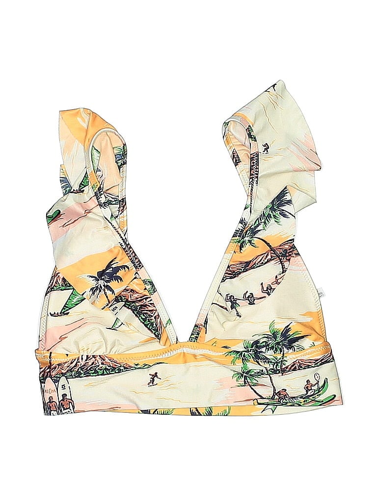Pre-owned Aerie Swimsuit Top Yellow Print Pattern Swimwear