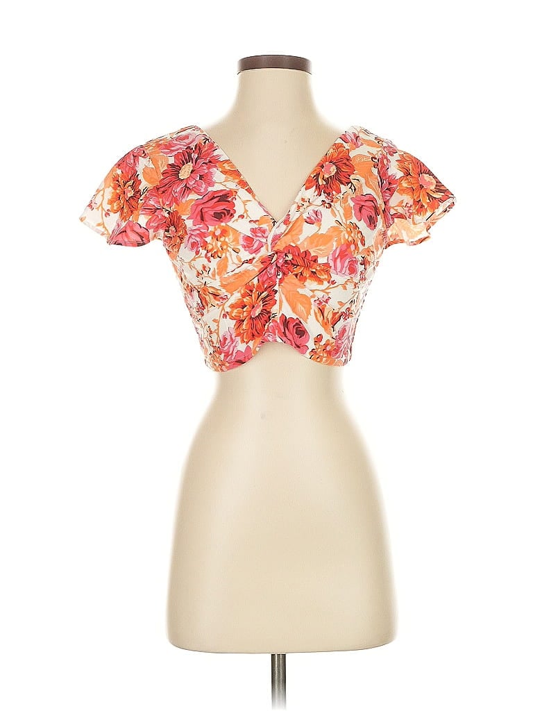 Pre-owned Japna Short Sleeve Blouse In Orange