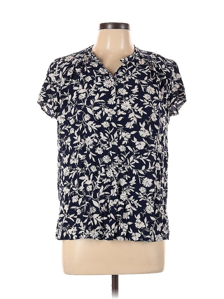 Pre-owned Old Navy Short Sleeve Blouse In Blue