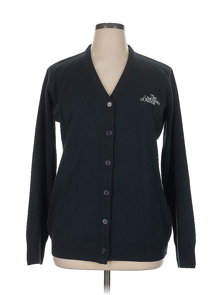 Pre-owned Harriton Cardigan Sweater In Black