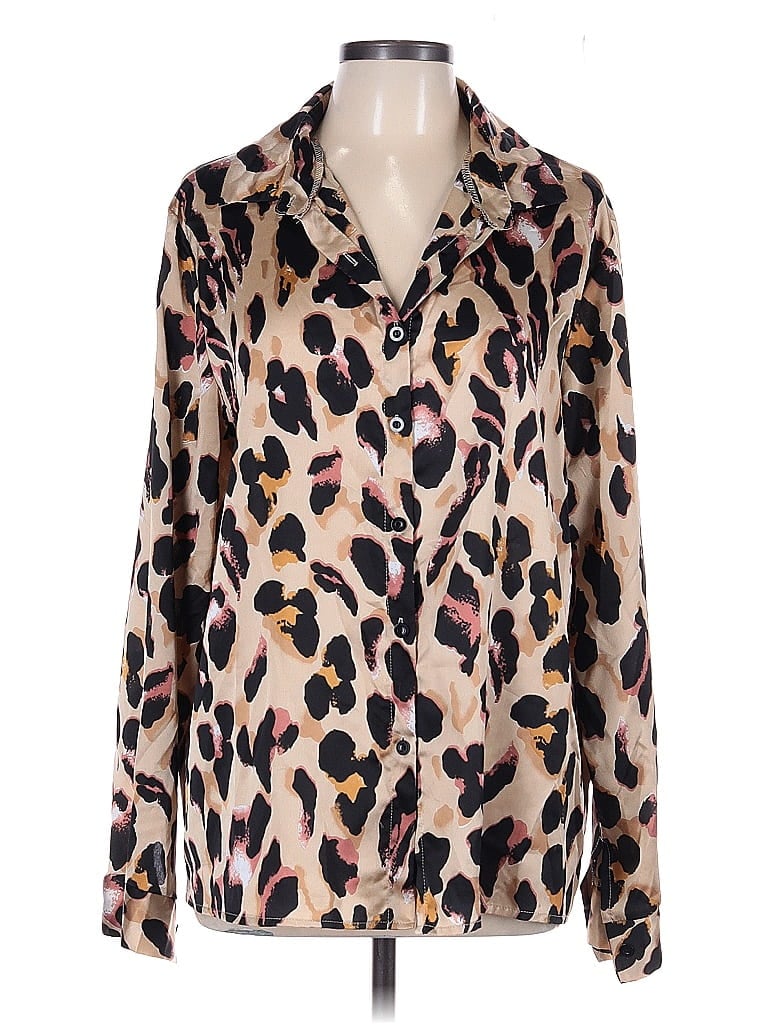 Pre-owned Ecowish Long Sleeve Blouse In Brown