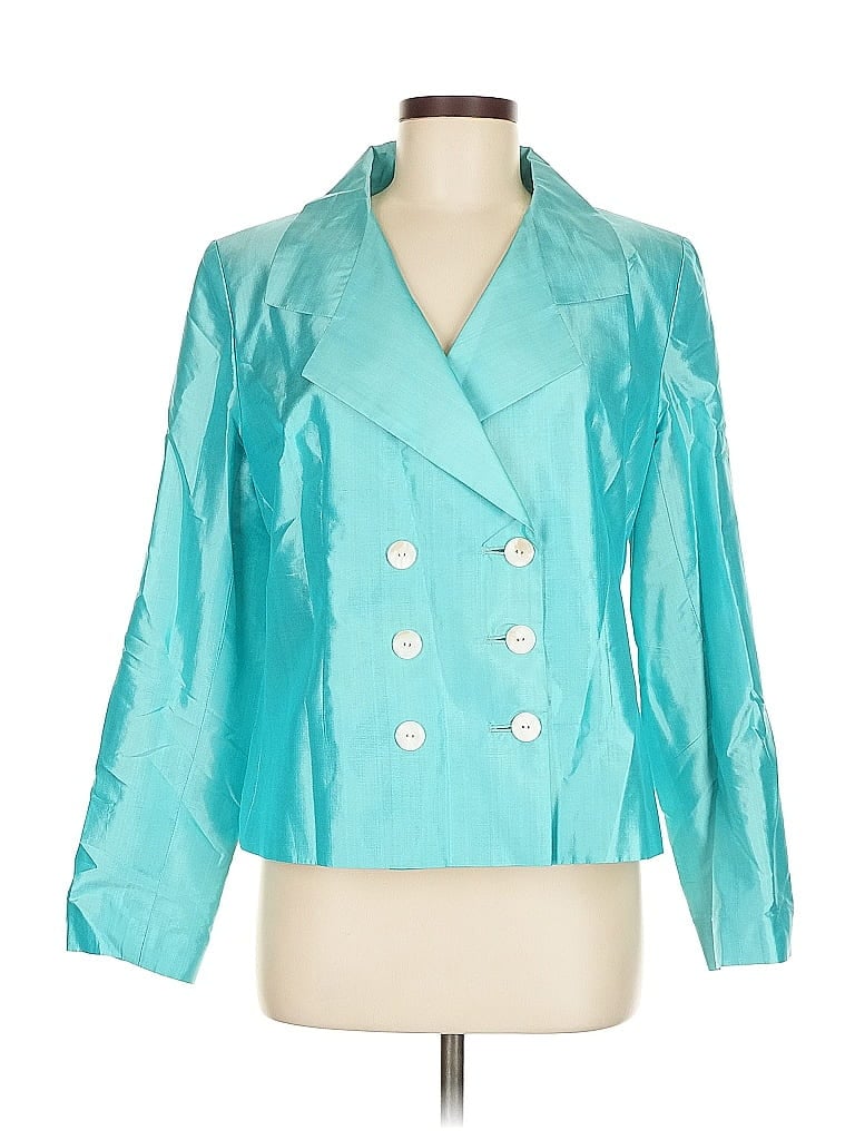 Pre-owned Indo-chic Silk Blazer Jacket In Blue