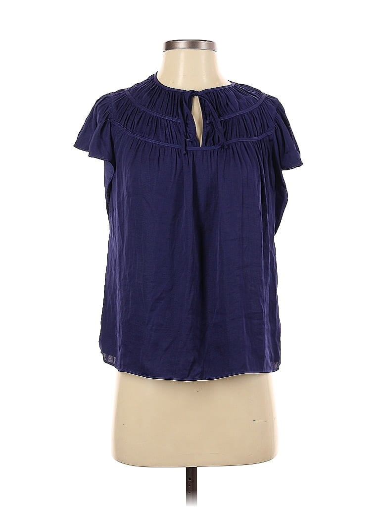 Pre-owned Rachel Zoe Tjx Short Sleeve Blouse In Blue
