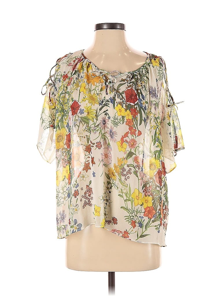 Pre-owned Zara Basic Short Sleeve Blouse In White