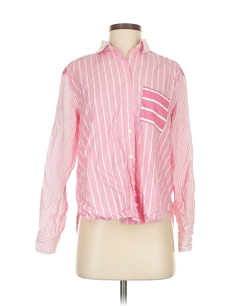 Pre-owned Ann Taylor Loft Long Sleeve Button Down Shirt In Pink