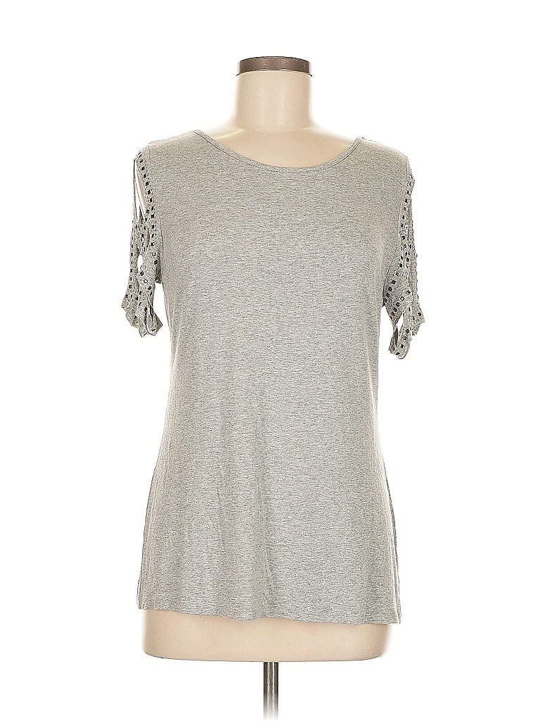 Pre-owned Milan Kiss Short Sleeve Top Silver Sweetheart Neckline Tops