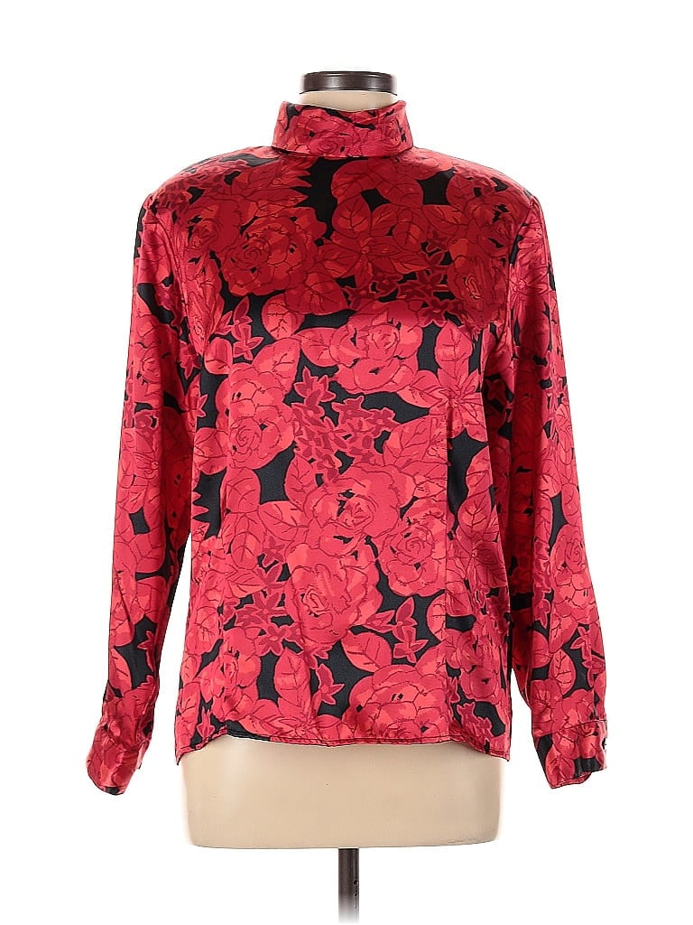 Pre-owned Rafaella Long Sleeve Blouse In Red