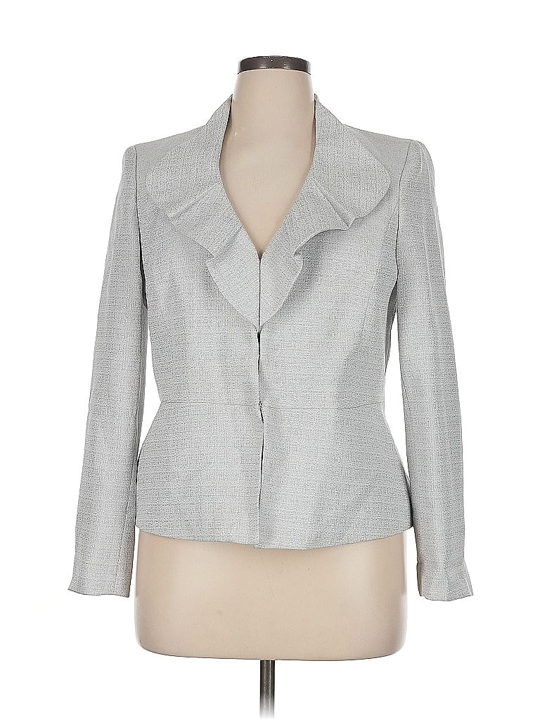 Le Suit 100% Polyester Silver Blazer Size 14 - photo 1