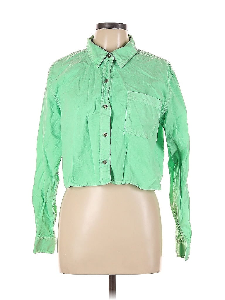 Pre-owned Universal Thread Long Sleeve Button Down Shirt In Green