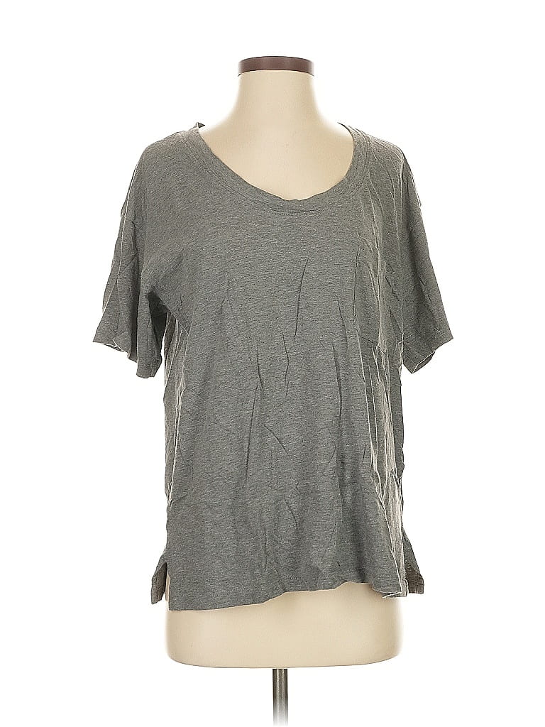 Pre-owned Lou & Grey Short Sleeve Top Gray Scoop Neck Tops