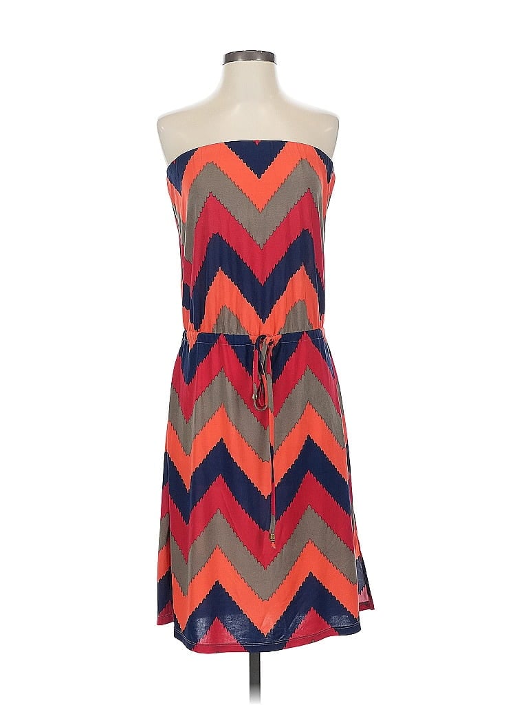 Veronica M. 100% Polyester Chevron-herringbone Orange Casual Dress Size S - photo 1