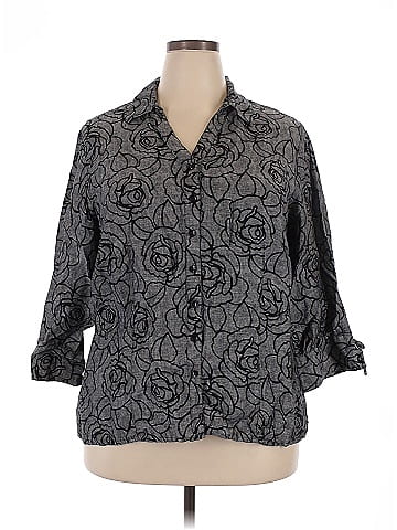 JM Collection 3/4 Sleeve Button-Down Shirt (view 1)