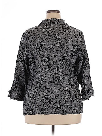 JM Collection 3/4 Sleeve Button-Down Shirt (view 2)