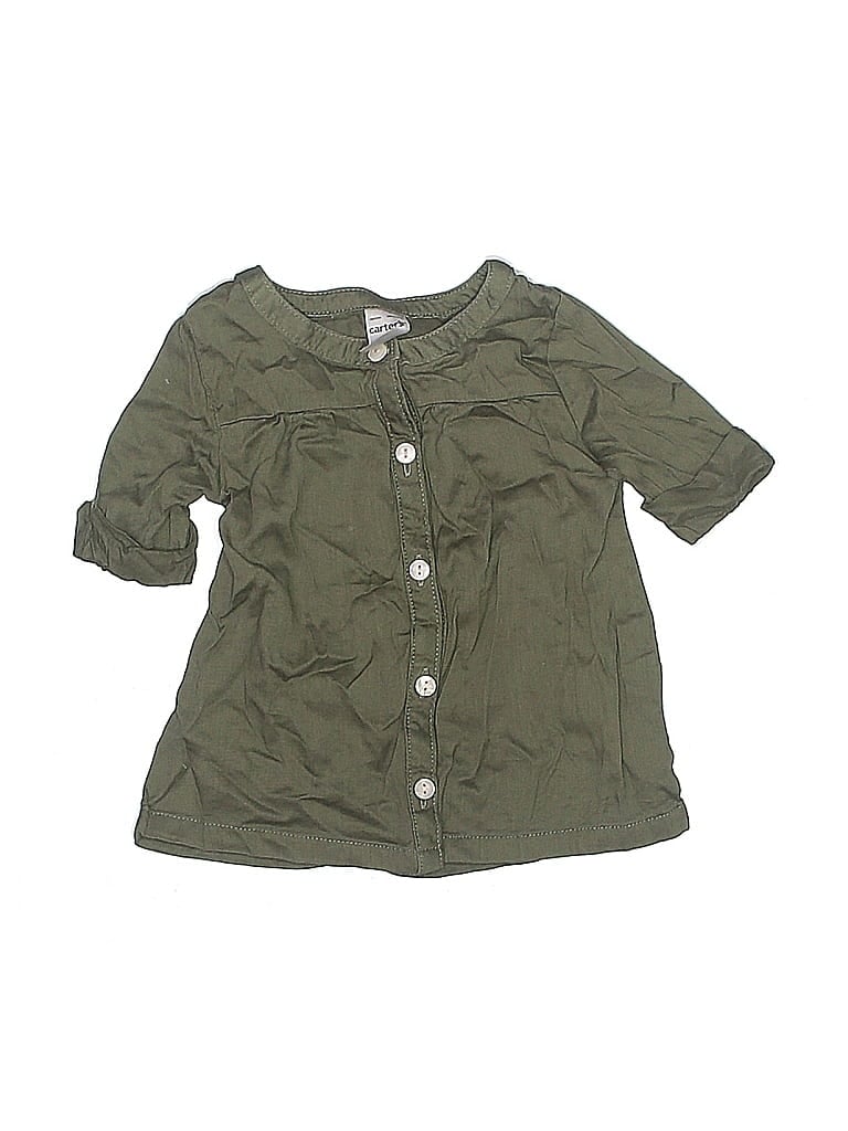 Click to view more detailed imagery on our partner's website Pre-owned Carter's Babies' 3/4 Sleeve Button Down Shirt In Green