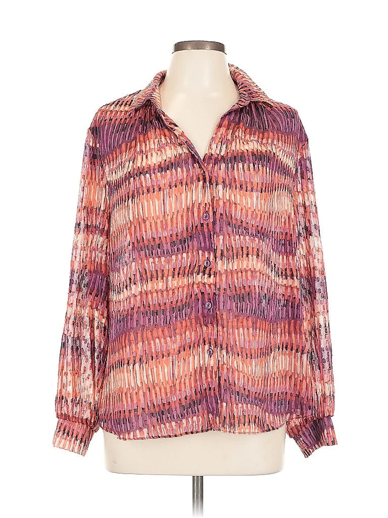 Pre-owned Chico's Long Sleeve Blouse In Pink