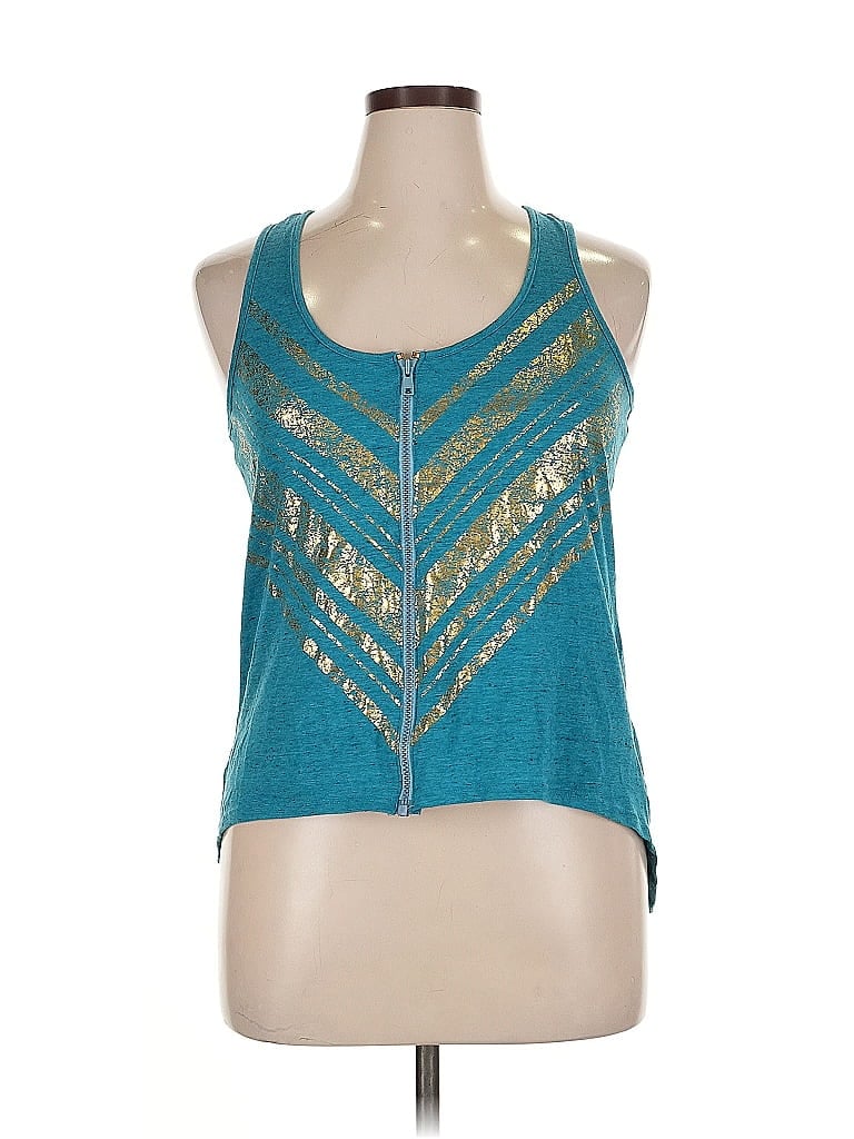 Pre-owned Material Girl Sleeveless Top Teal Halter Neckline Tops In Blue