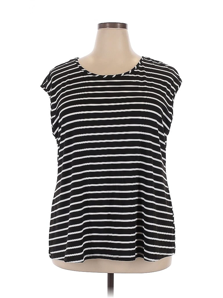 Pre-owned Shein Curve Short Sleeve Top Black Scoop Neck Tops
