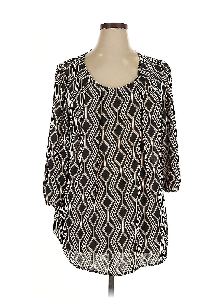 Pre-owned Zac & Rachel 3/4 Sleeve Blouse In Black