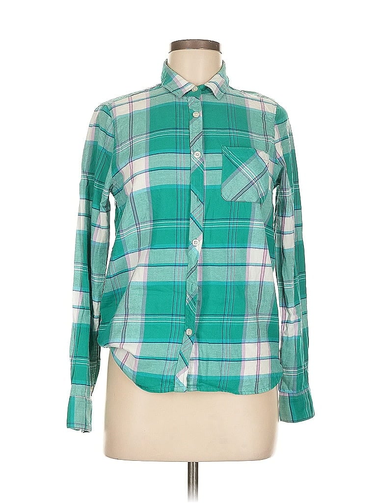 Pre-owned American Eagle Outfitters Long Sleeve Button Down Shirt In Green