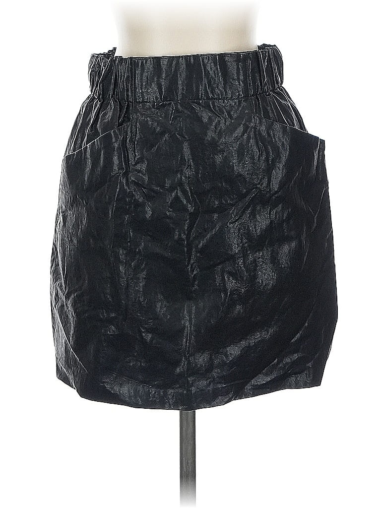 Pre-owned Zara Basic Faux Leather Skirt In Black