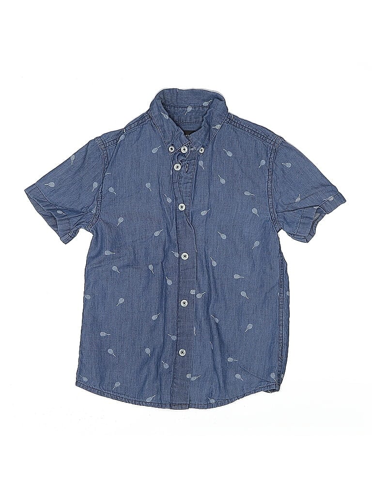 Pre-owned Nordstrom Kids' Short Sleeve Button Down Shirt In Blue