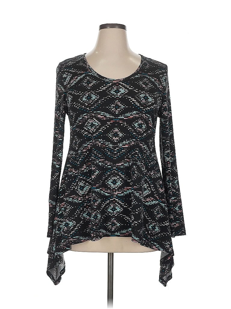 Pre-owned Karen Kane Long Sleeve T-shirt In Black