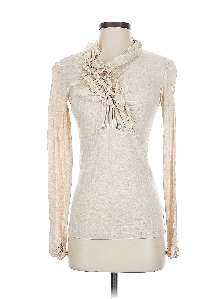 Pre-owned Cabi Long Sleeve Top Ivory Cowl Neck Tops In White