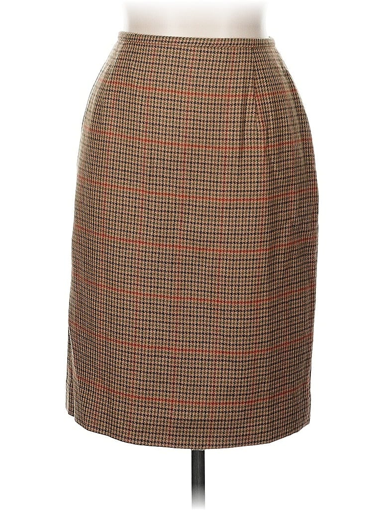 Pre-owned Evan Picone Wool Skirt In Brown