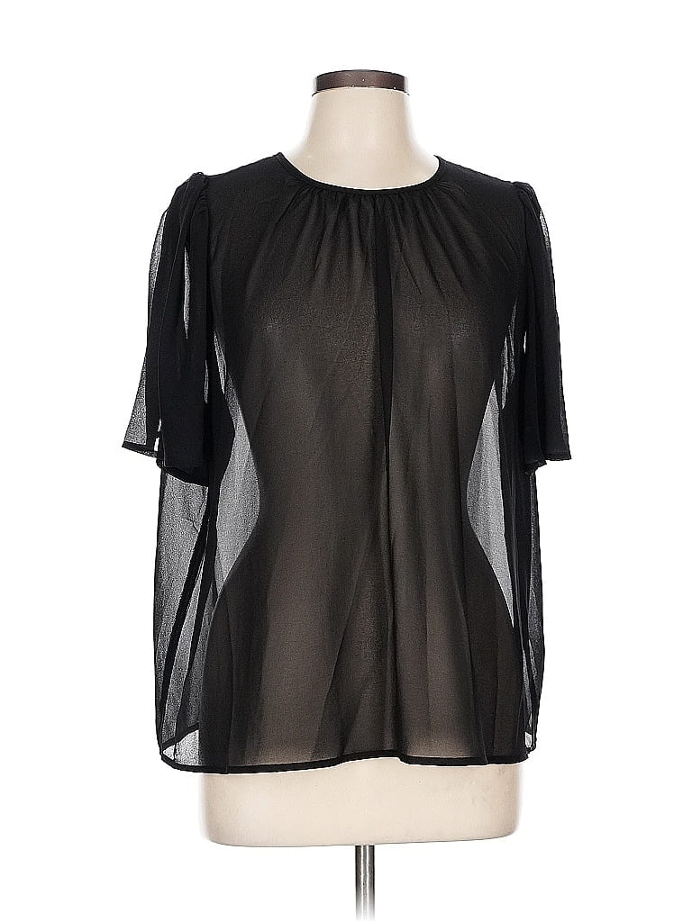 Pre-owned Banana Republic Factory Store Short Sleeve Blouse In Black