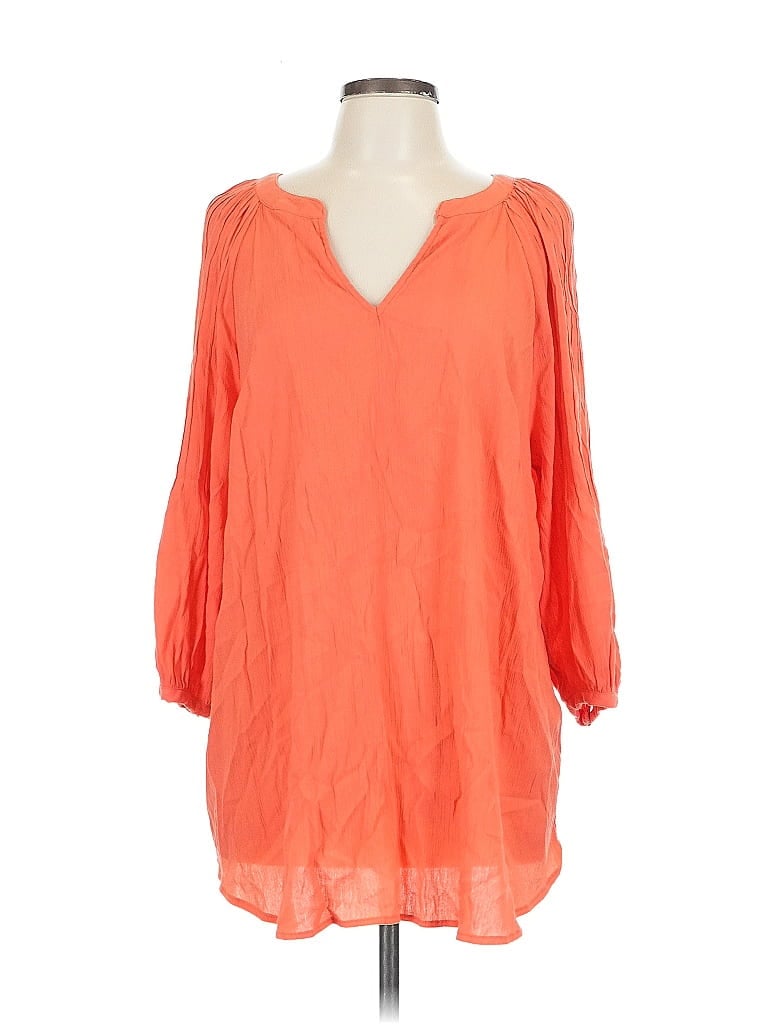 Pre-owned Ava & Viv 3/4 Sleeve Blouse In Orange