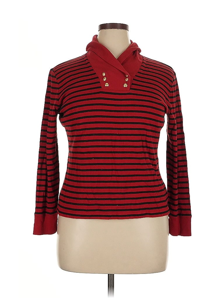 Pre-owned Chaps Long Sleeve Top Red Cowl Neck Tops
