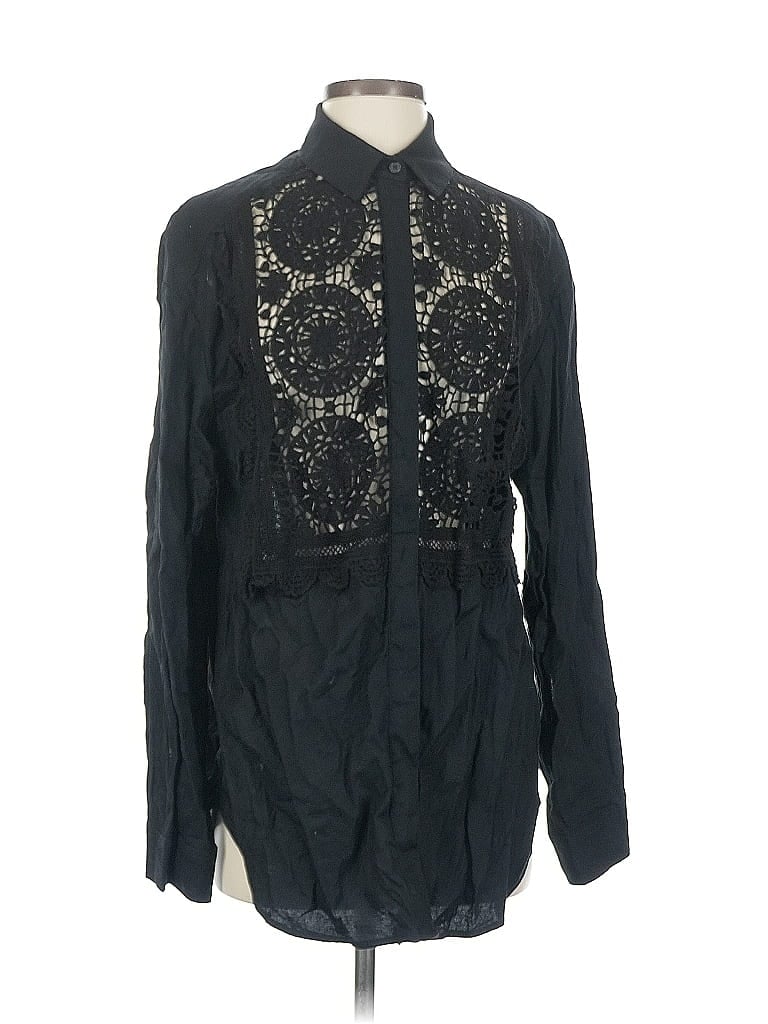 Pre-owned H&m Long Sleeve Blouse In Black