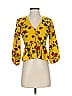 Topshop 100% Polyester Yellow 3/4 Sleeve Blouse Size 2 - photo 1