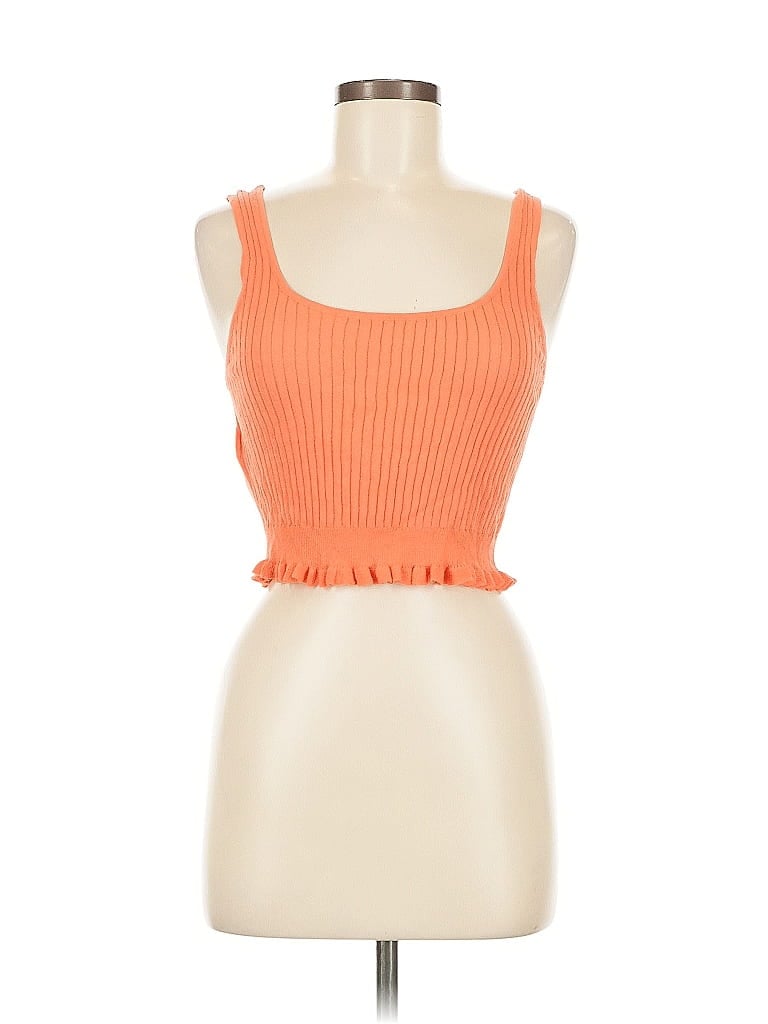 Pre-owned Mng Sleeveless Top Orange Sweetheart Neckline Tops