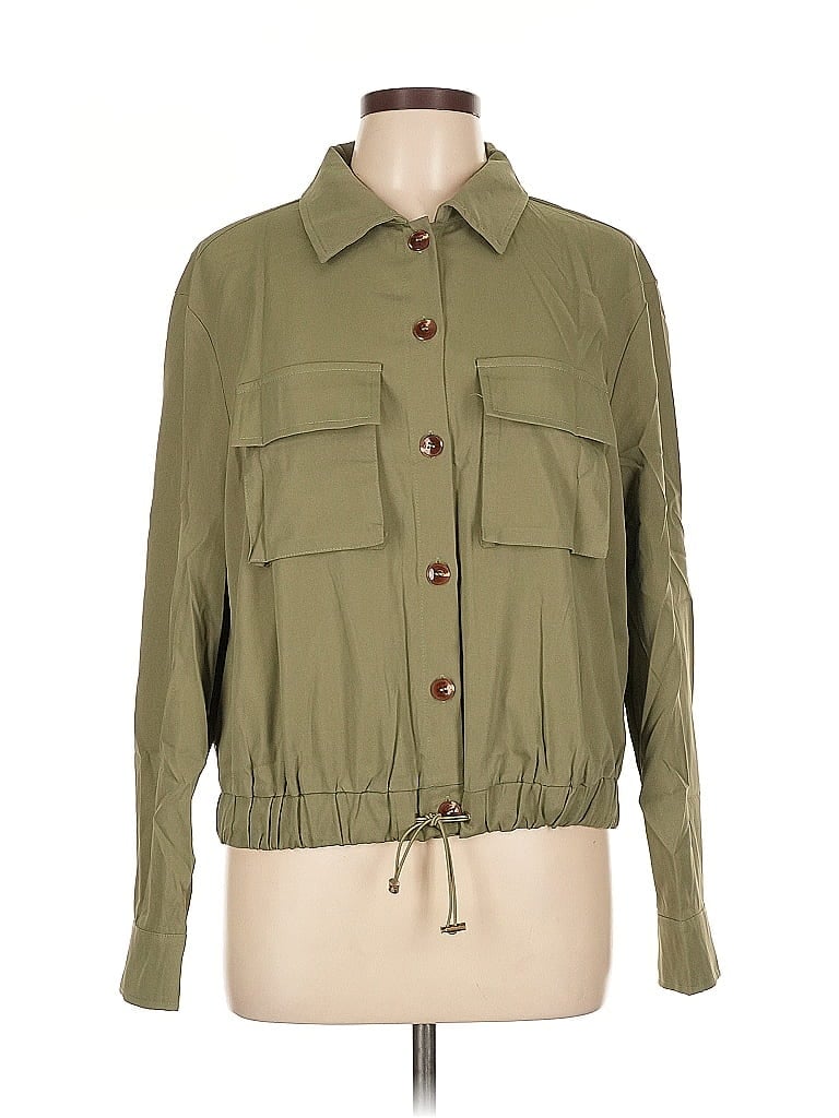 Pre-owned Unbranded 3/4 Sleeve Button Down Shirt In Green