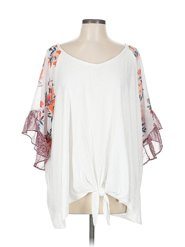 Pre-owned Truself 3/4 Sleeve Blouse In White