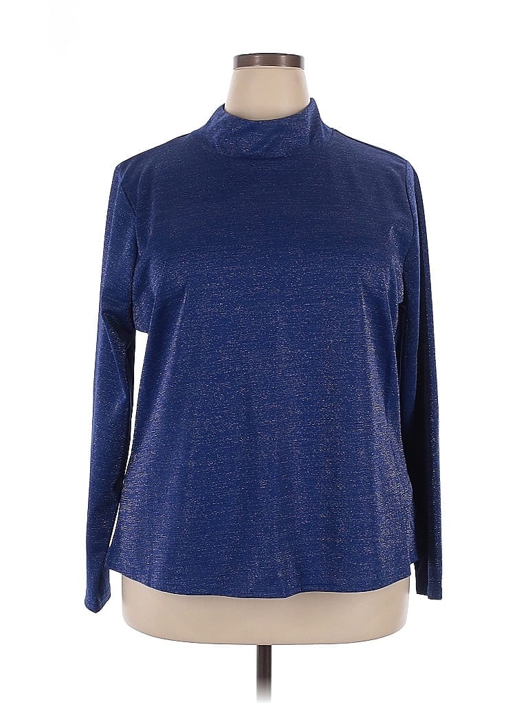 Pre-owned Eloquii Long Sleeve Top Blue Turtleneck Tops
