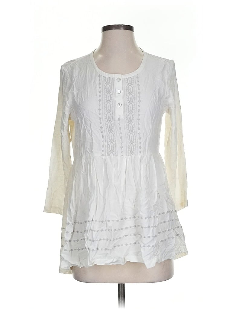 Pre-owned Logo By Lori Goldstein 3/4 Sleeve Blouse In White