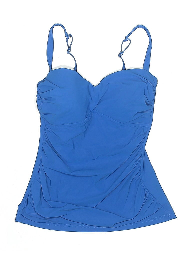 Pre-owned Profile By Gottex Swimsuit Top Blue Strapless Neckline Swimwear