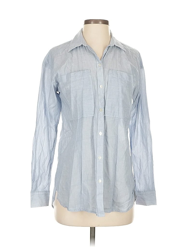 Pre-owned Ann Taylor Loft Long Sleeve Button Down Shirt In Blue