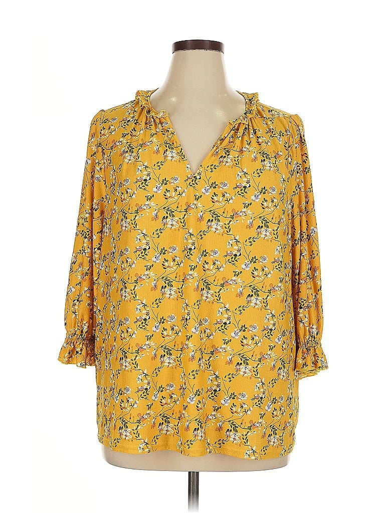 Click to view more detailed imagery on our partner's website Pre-owned Melloday 3/4 Sleeve Blouse In Yellow