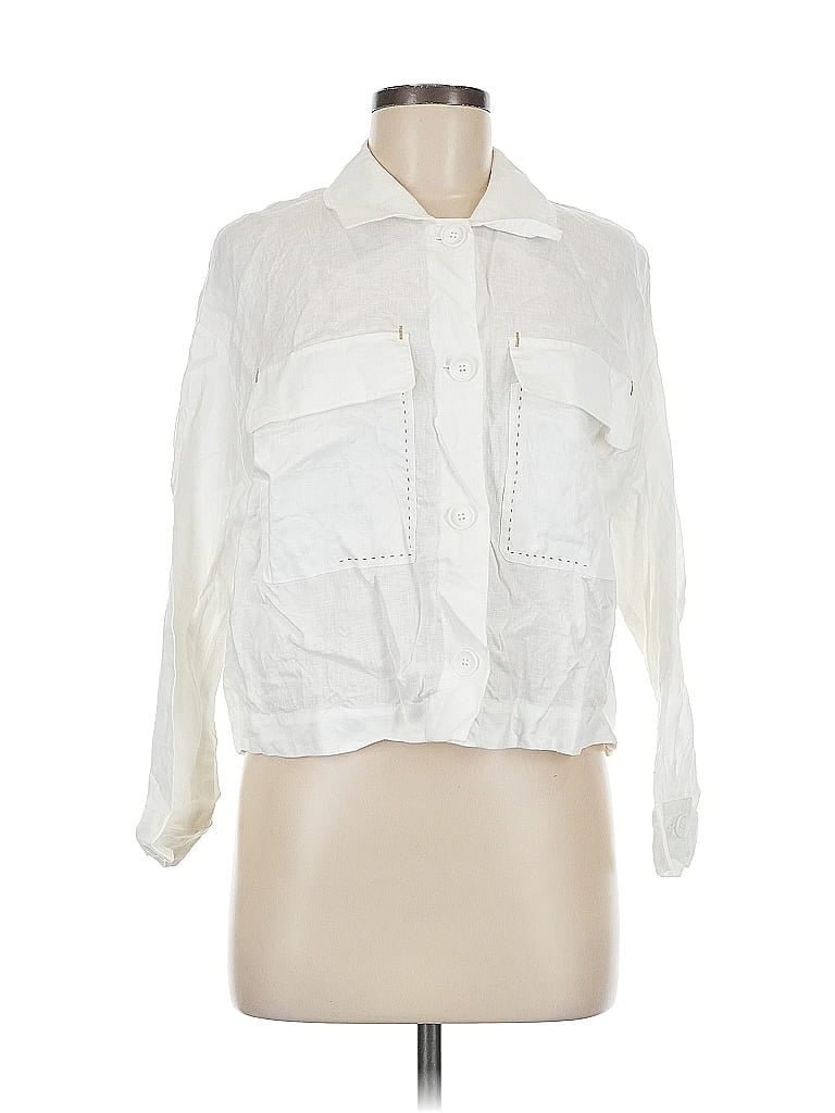 Pre-owned Assorted Brands 3/4 Sleeve Button Down Shirt In White