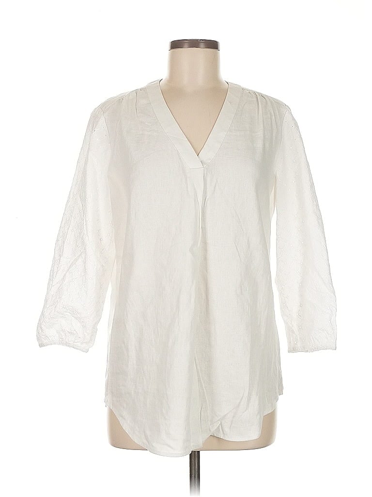 Pre-owned Jones New York 3/4 Sleeve Blouse In White
