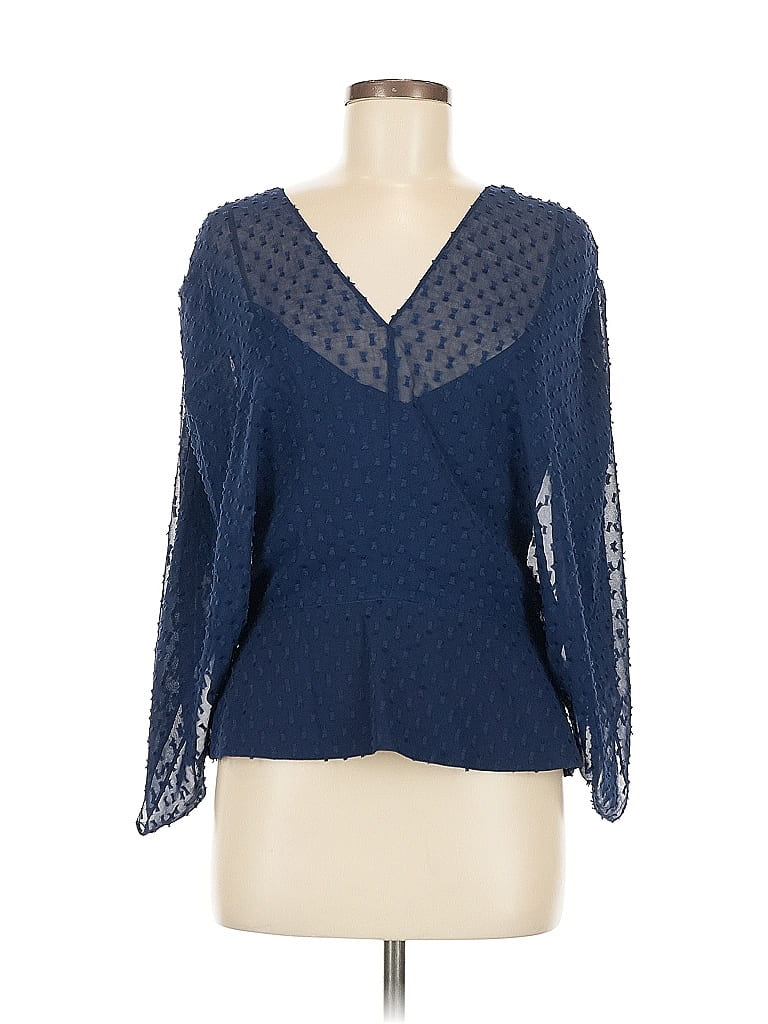 Pre-owned Anna Cate Long Sleeve Blouse In Blue