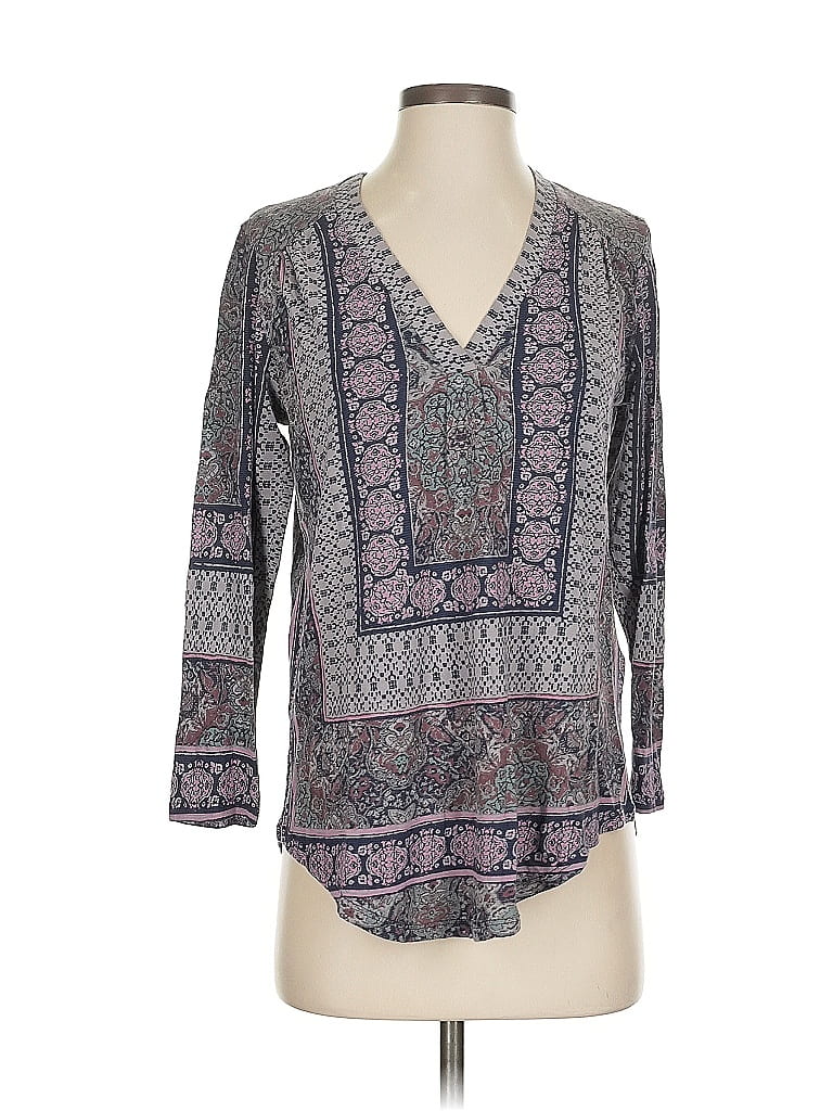 Pre-owned Lucky Brand 3/4 Sleeve Blouse In Gray