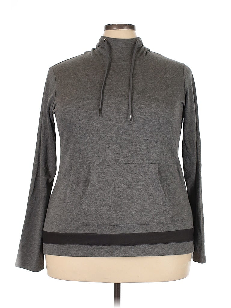 Pre-owned Adrienne Vittadini Pullover Hoodie In Gray