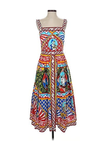 Dolce & Gabbana Carretto-Print Flared Midi Dress (view 1)