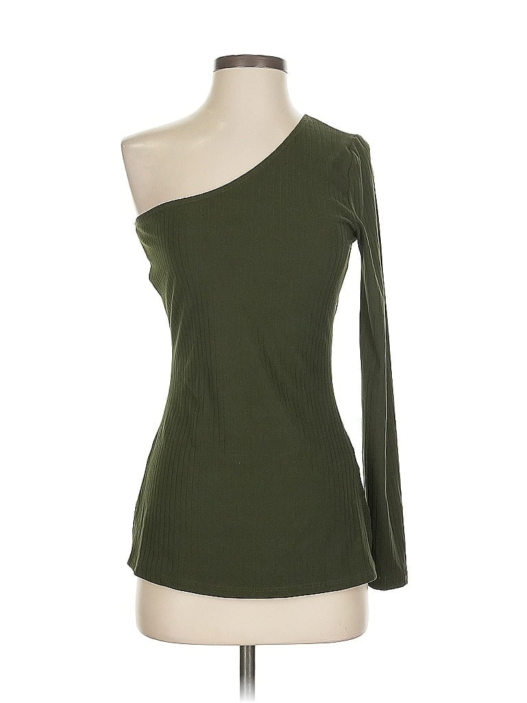 Click to view more detailed imagery on our partner's website Pre-owned Entro Long Sleeve Top Green One Shoulder Neckline Tops